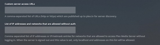 Plex settings